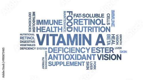 Vitamin A animated word cloud;text design animation tag kinetic typography seamless loop. photo