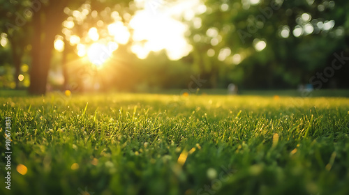  Grass and Vibrant Trees in Tranquil Park Sunlight on a Bright Day Landscape background