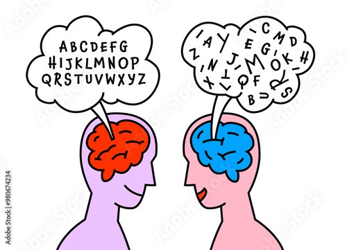 Dyslexia concept. Reading disability web banner. Word recognition difficulty