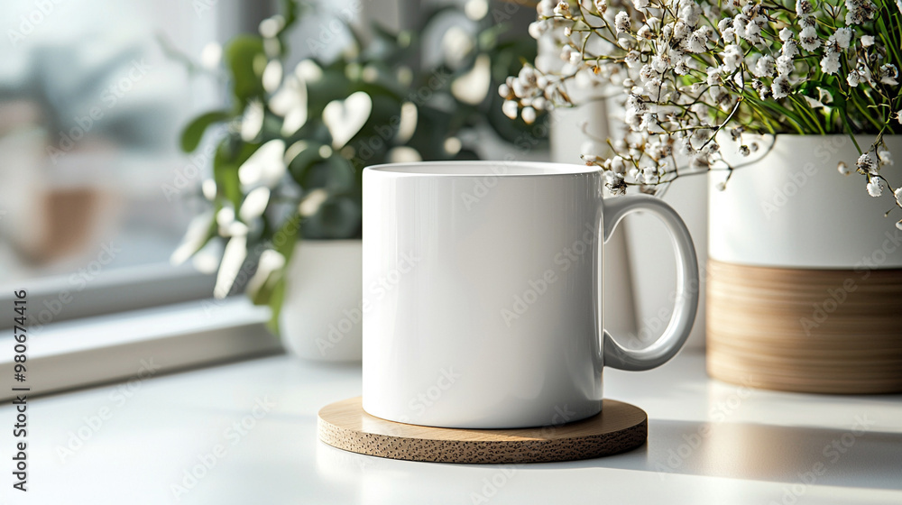 Coffee in a white mug on a wooden stand. Coffee in a white mug on a wooden stand.