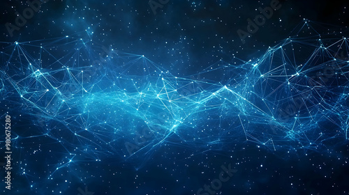 Abstract Blue Digital Network Background with Glowing Lines and Connected Dots, Representing a Futuristic Concept of Technology and Connectivity