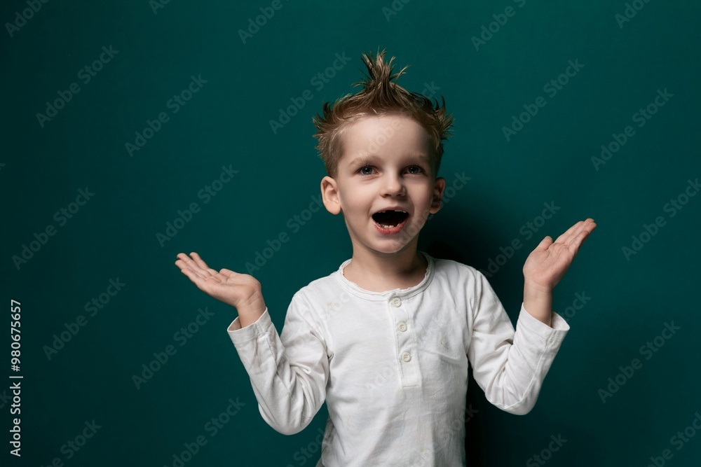 Young Boy With Hands Raised Young Boy With Hands Raised