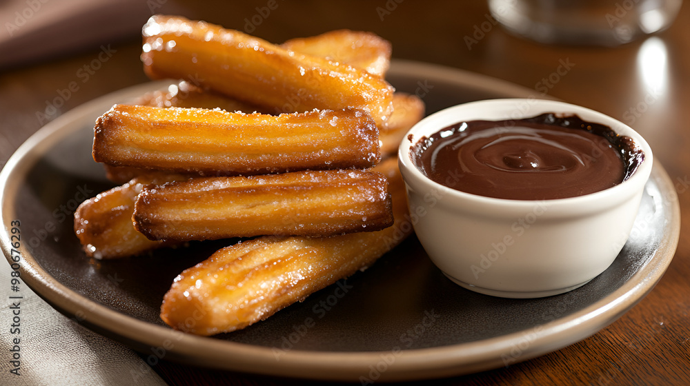 Churros with Chocolate Dipping Sauce Churros with Chocolate Dipping Sauce