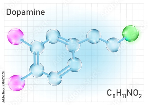 Dopamine poster, banner in realistic glossy style.