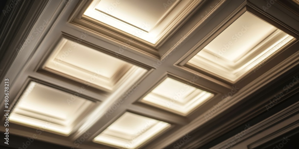 Obraz premium A ceiling with five recessed light fixtures.