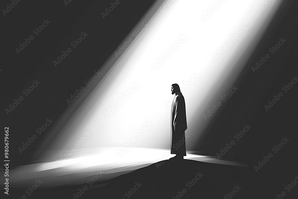 Illustration of Jesus Christ standing with hands folded, bathed in radiant divine light, symbolizing holiness, faith, and spirituality.
Illustration of Jesus Christ standing with hands folded, bathed in radiant divine light, symbolizing holiness, faith, and spirituality.