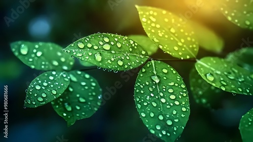 Optimistic Nature: Dew-Kissed Leaf with Bright Future