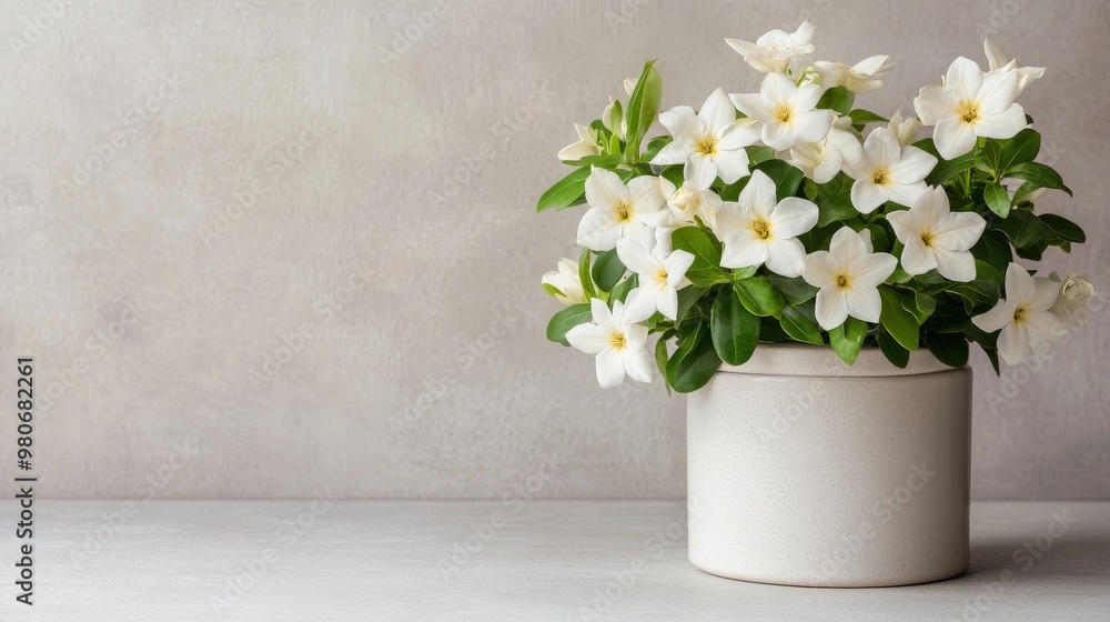 Elegant Cape Jasmine Flowers in a Charming Tin with Modern Label Elegant Cape Jasmine Flowers in a Charming Tin with Modern Label
