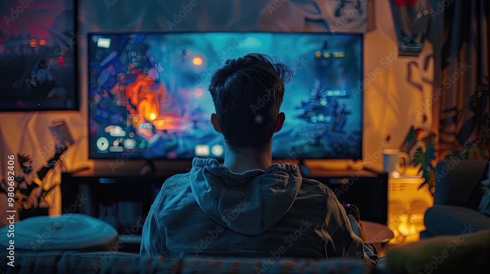 Gaming game play video on tv or monitor. Gaming game play video on tv or monitor.