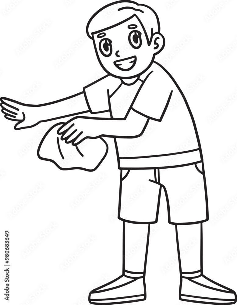 Rowing Oarsman with a Cleaning Towel Isolated Rowing Oarsman with a Cleaning Towel Isolated