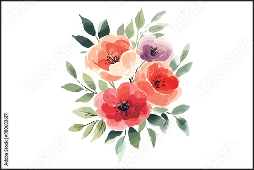 Watercolor, Floral, Flowers, Colorful, Botanical, Nature, Hand-painted, Illustration, Artistic, Vintage, Floral Pattern, Watercolor Art, Garden, Leaves, Pastel Colors, Abstract Flowers, Natural