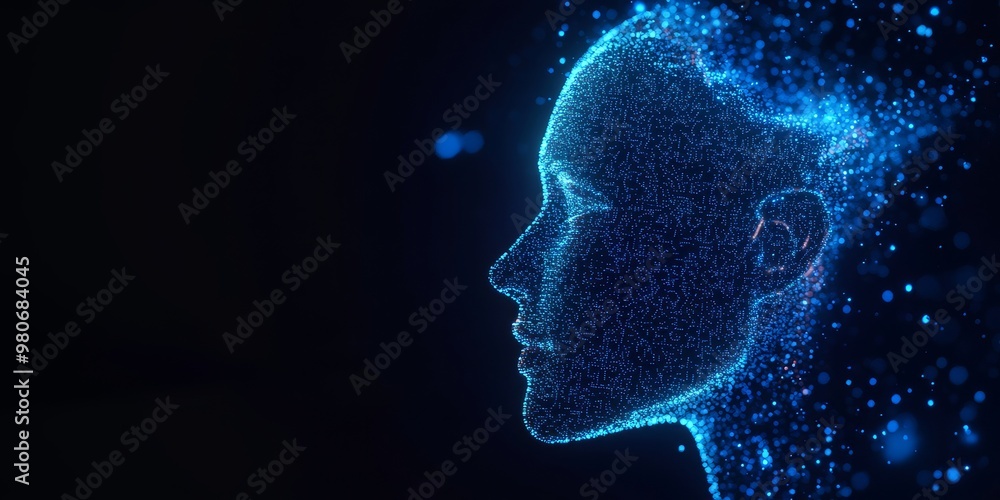 Artificial intelligence concept of big data or cyber security. Abstract digital human face, concepts of artificial intelligence. Face of cyber mind. Technology background concept. Artificial intelligence concept of big data or cyber security. Abstract digital human face, concepts of artificial intelligence. Face of cyber mind. Technology background concept.