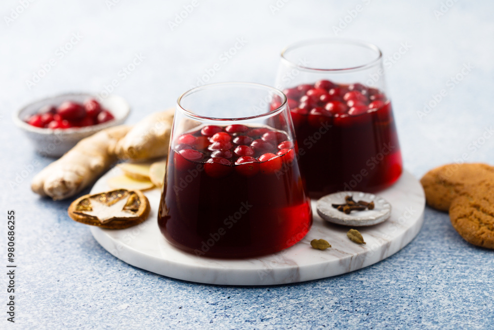 Traditional homemade mulled wine with cranberry Traditional homemade mulled wine with cranberry