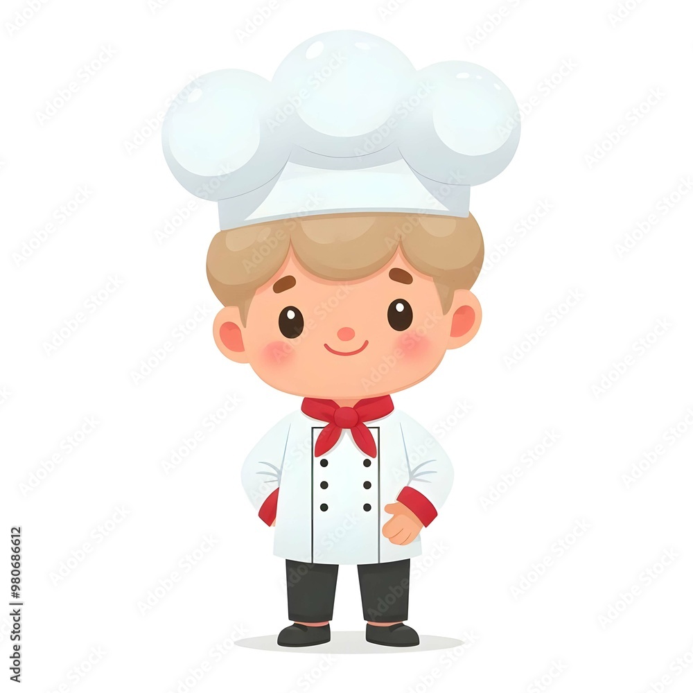 Isolated flat-style illustration of cute chef on wite background. Isolated flat-style illustration of cute chef on wite background.