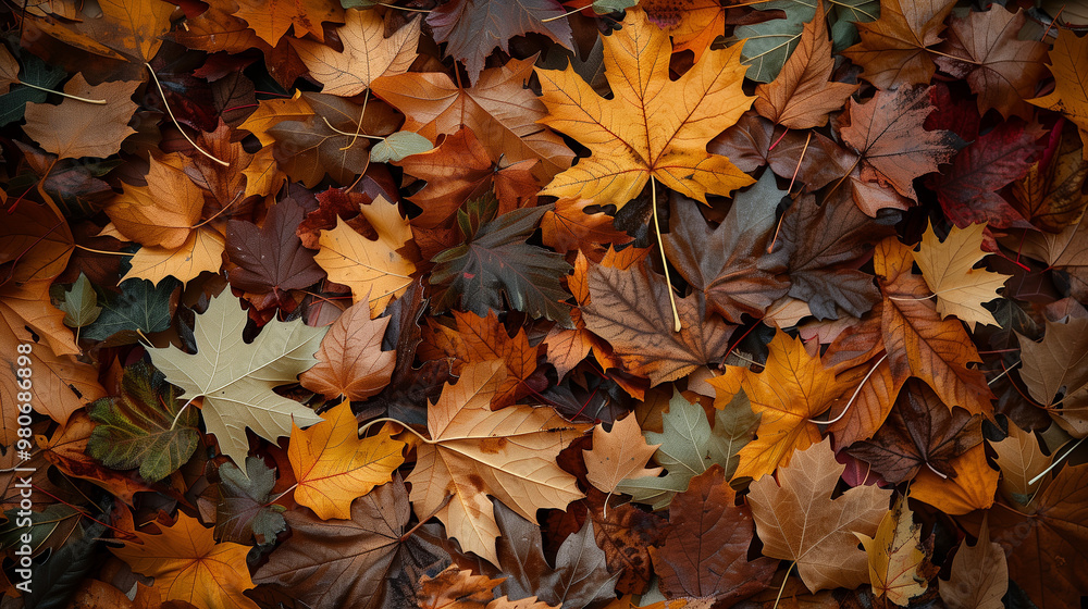 A background of dark brown and orange leaves scattered on the ground, creating an autumnal atmosphere. A background of dark brown and orange leaves scattered on the ground, creating an autumnal atmosphere.