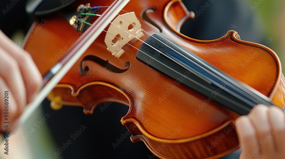 Classic Violin with 4 Strings, Detailed Watercolor Illustration of a Traditional String Instrument, Wooden Body, and Elegant Curved Design for Music and Art Concepts. Classic Violin with 4 Strings, Detailed Watercolor Illustration of a Traditional String Instrument, Wooden Body, and Elegant Curved Design for Music and Art Concepts.
