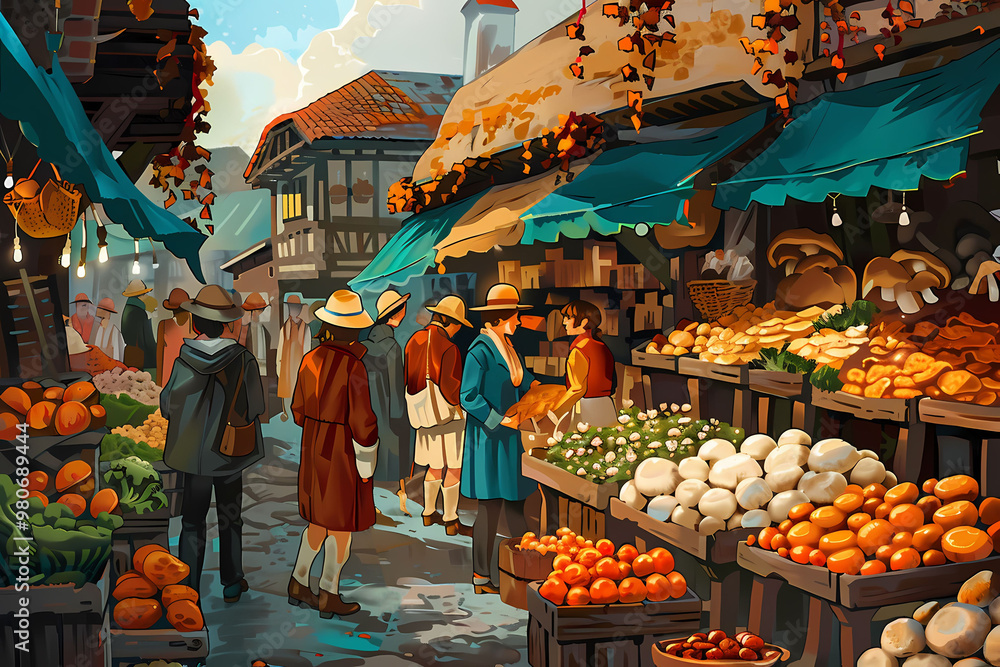 Obraz premium A market selling a variety of mushrooms