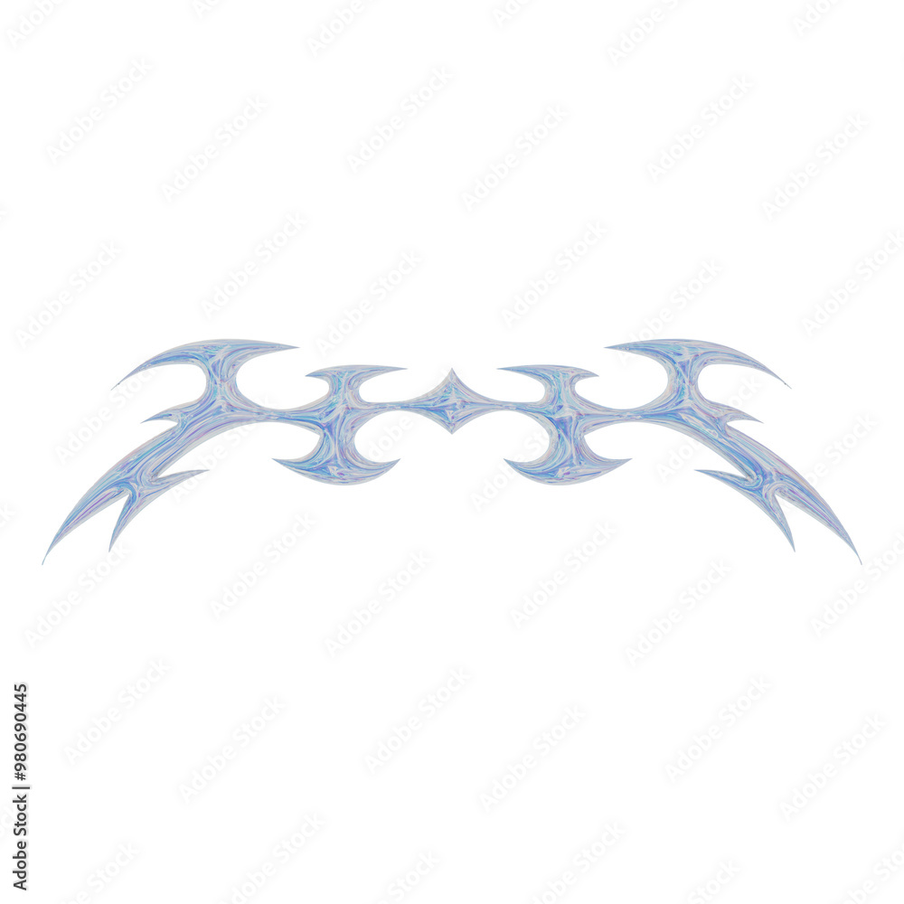 Fototapeta premium 3D abstract neo tribal shape. Aesthetic y2k cyber gothic style. 3D render