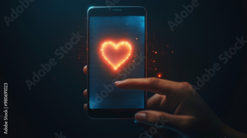 hand and a heart symbol on ...