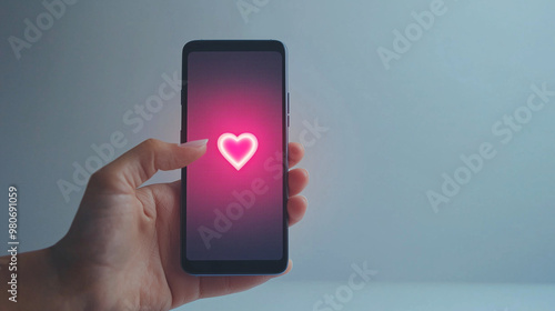 hand and a heart symbol on ...