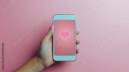 hand and a heart symbol on ...
