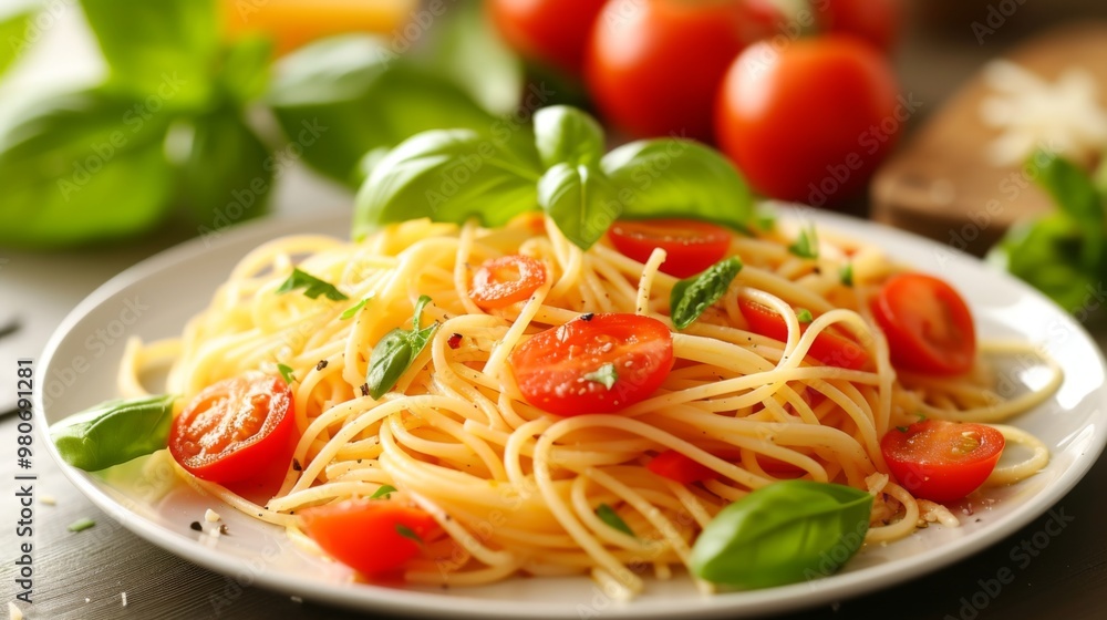 Spaghetti with Cherry Tomatoes and Basil - A Simple and Delicious Italian Dish Spaghetti with Cherry Tomatoes and Basil - A Simple and Delicious Italian Dish