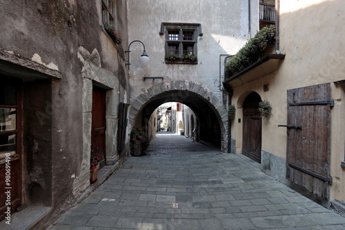 The ancient village of Bard, in Aosta Valley, Italy.