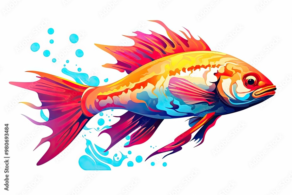Fish illustration isolated white background Fish illustration isolated white background