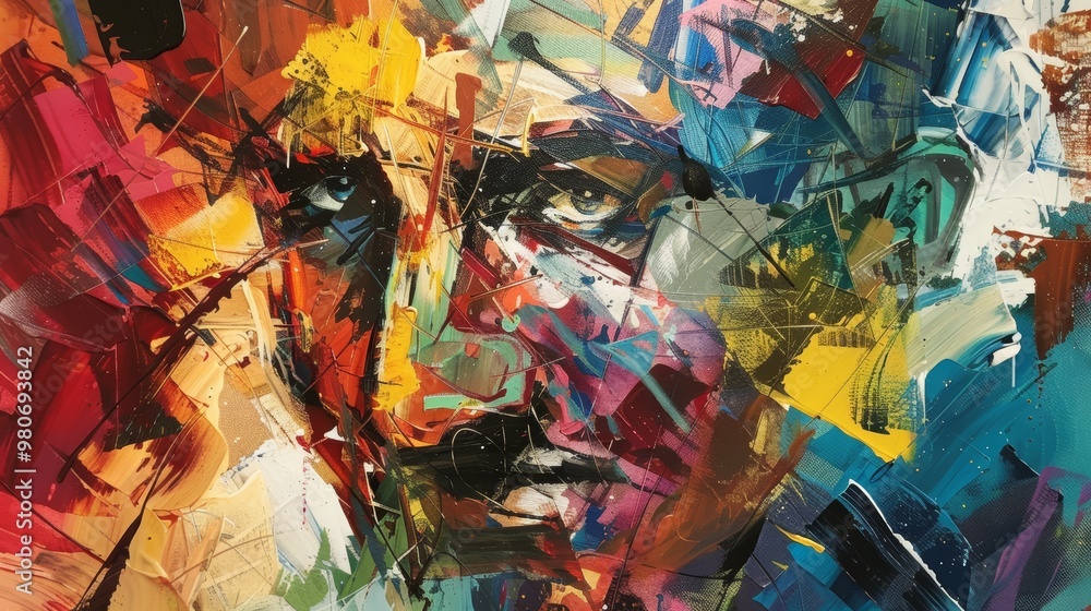 Obraz premium Abstract Portrait in Bold Colors