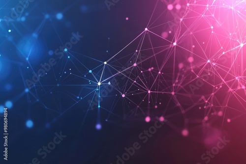 Futuristic digital network visualization with glowing nodes and lines, representing data connections, technology, and modern communication