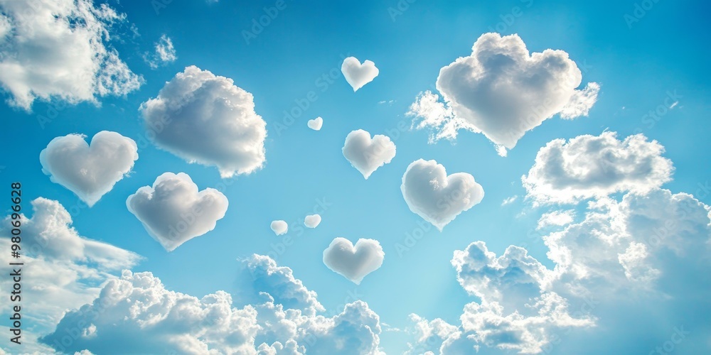 Heart-shaped clouds in a blue sky. Heart-shaped clouds in a blue sky.