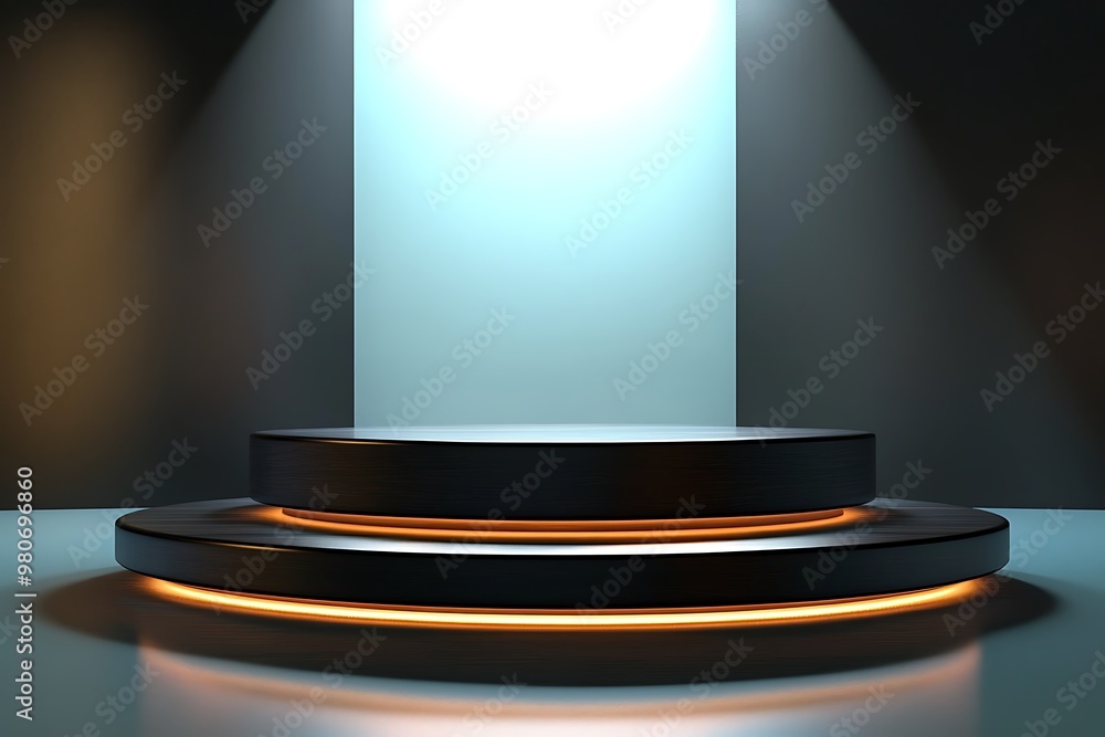 3D rendering multimedia podium background 3D rendering multimedia podium background
