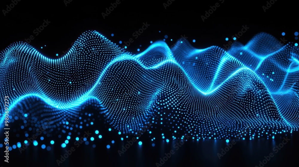 Fototapeta premium 3D rendering technology background abstract wave curve particle art illustration
