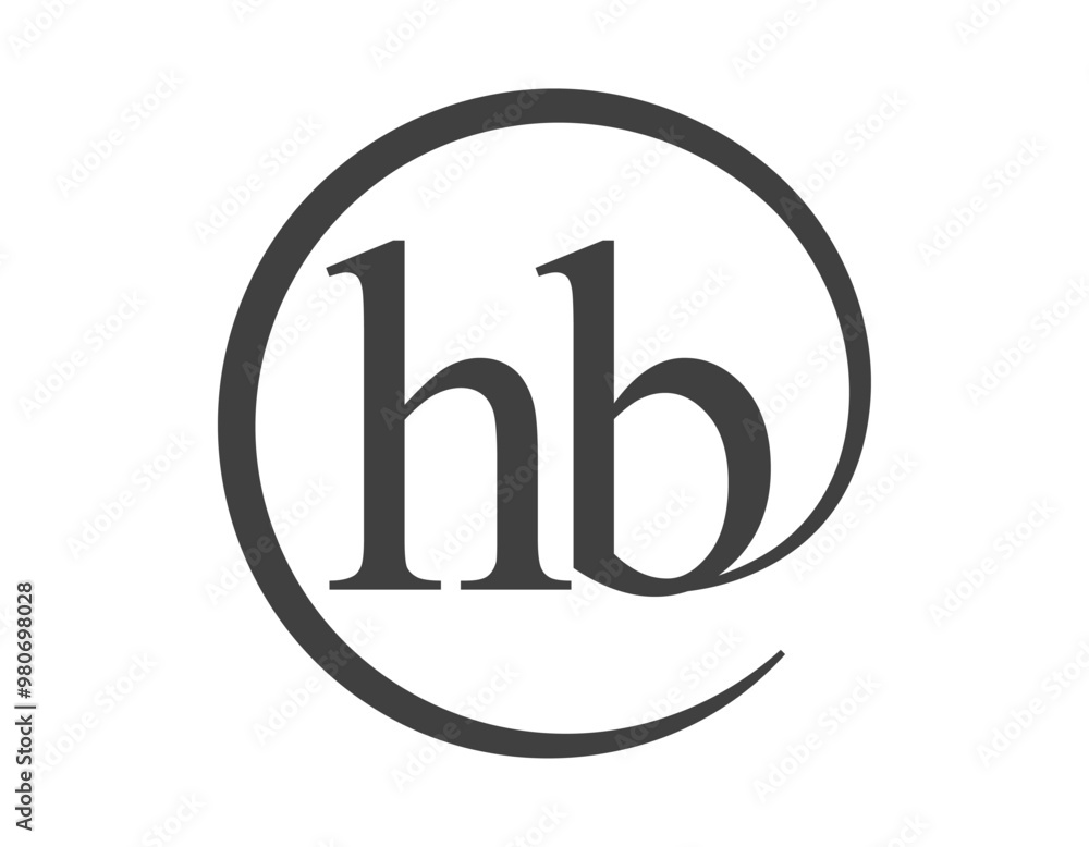 HB logo from two letter with circle shape email sign style. H and B round logotype of business company HB logo from two letter with circle shape email sign style. H and B round logotype of business company