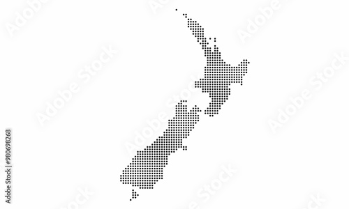 New Zealand dotted map with grunge texture in dot style. Abstract vector illustration of a country map with halftone effect for infographic. 