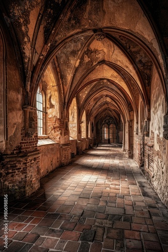 Fantasy medieval gallery in the castle.