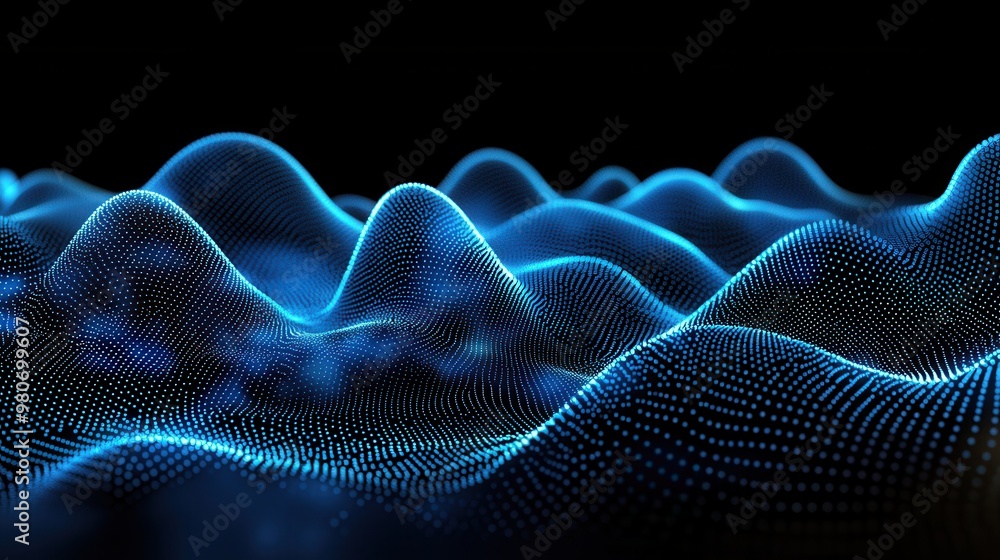 Fototapeta premium 3D rendering technology background abstract wave curve particle art illustration
