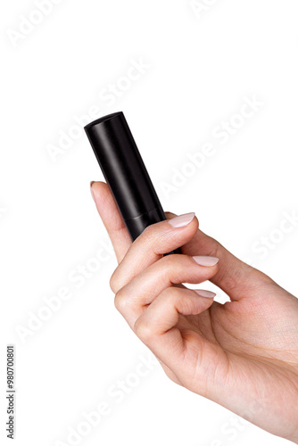 Female hand holding lipstick transparent png