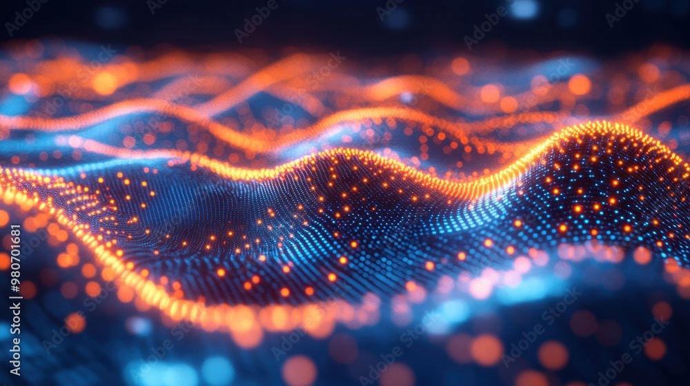 3D rendering technology background abstract wave curve particle art illustration 3D rendering technology background abstract wave curve particle art illustration