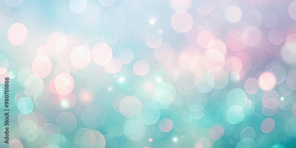 Obraz premium Softly blurred abstract background featuring gentle, soothing pastel hues in shades of pale pink, baby blue, and mint green, creating a calming atmosphere.