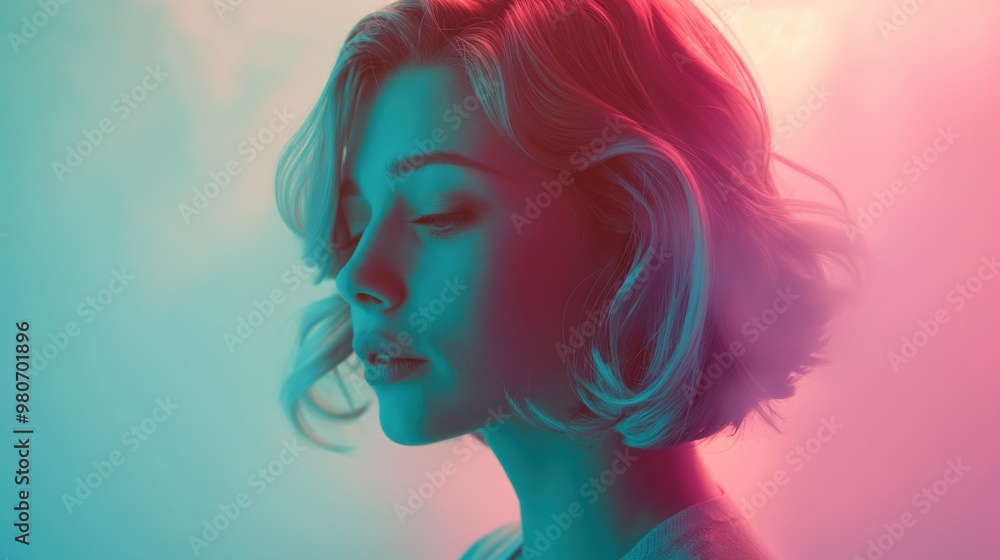 Stylish Portrait with Neon Light Stylish Portrait with Neon Light