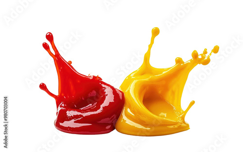 Delicious ketchup and mustard isolated on white or transparent background