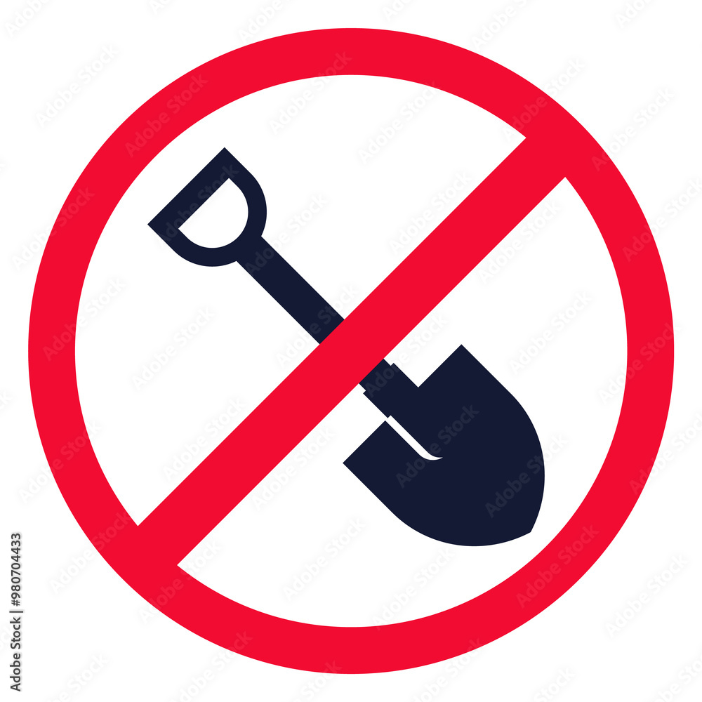 No digging sign with shovel icon No digging sign with shovel icon