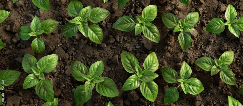 Top down view of tomato seedlings showing leaf shape with copy space image Top down view of tomato seedlings showing leaf shape with copy space image