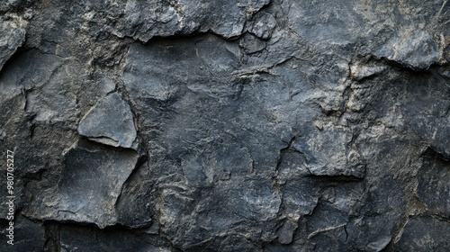 Dark gray grainy stone texture with deep cracks and imperfections, creating a raw, natural feel for a rugged background.