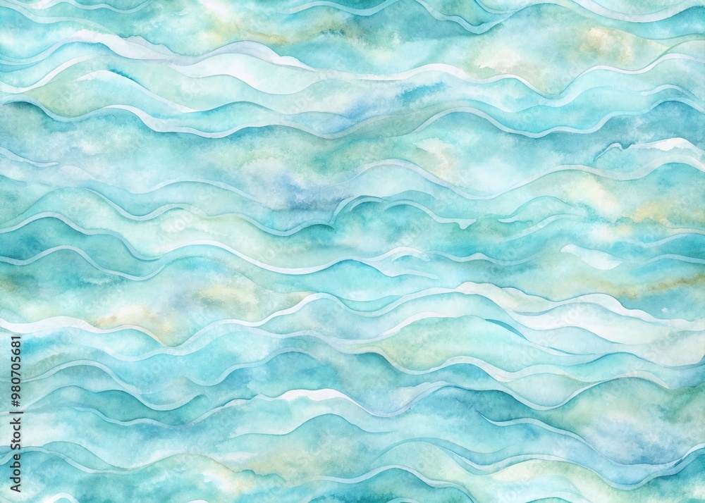 Fototapeta premium Softly blended abstract watercolor background featuring a seamless pattern of flowing water with gentle waves and subtle texture, perfect for design and art projects.