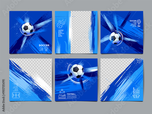 Soccer bannerTemplate set , Football banner, Square , Sport layout design