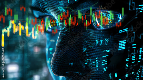 Mechanical eyes scanning radar to find stock in stock markets, uptrends, , growth economics, business strategy development, and opportunities for investment