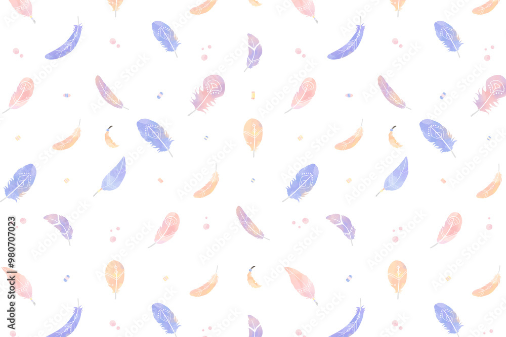 Feather watercolor pattern png Boho background Feather watercolor pattern png Boho background