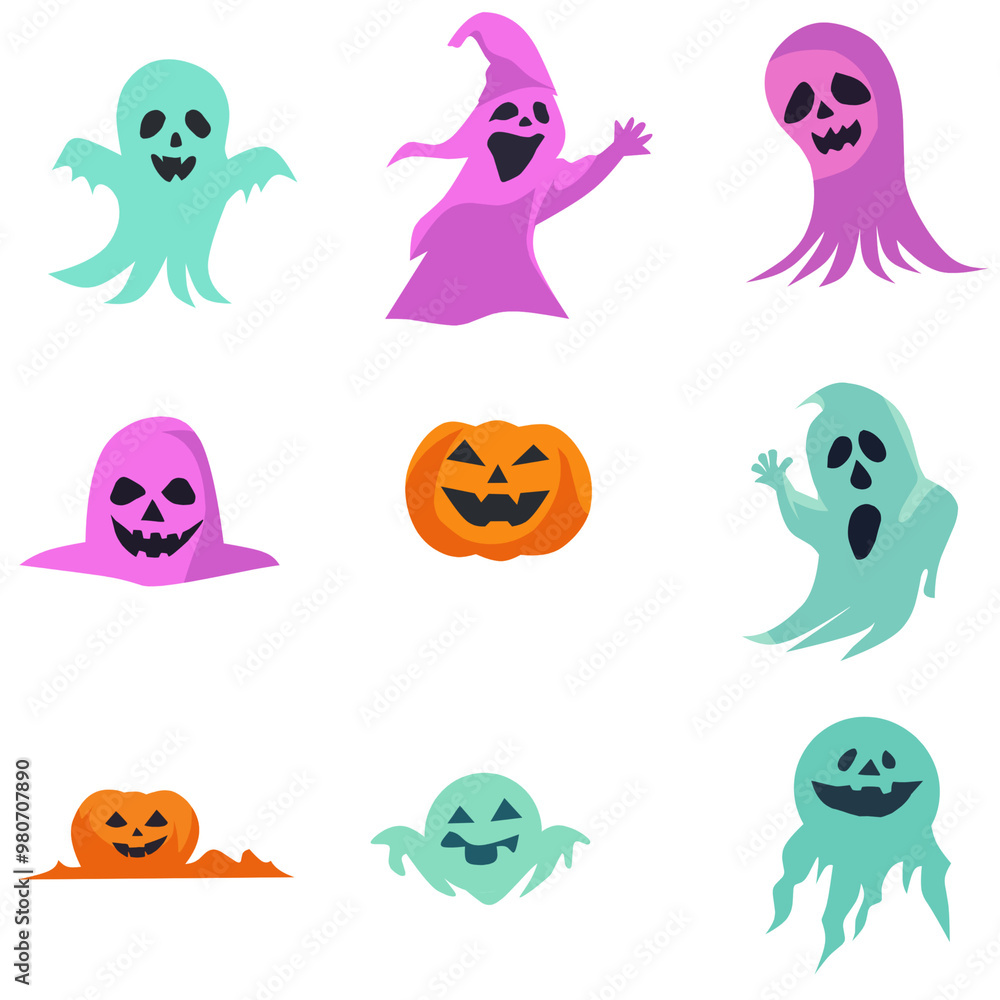 set of halloween monsters set of halloween monsters